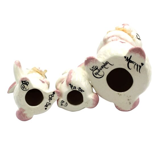 Vintage Bunny Rabbit Family Figurines Hand Painted Les Trois Paulettes Ceramics - Picture 2 of 9